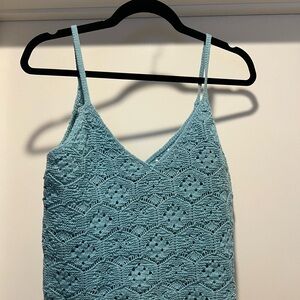 American Eagle Blue Crochet V-Neck Camisole Top